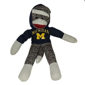 Plushland Michigan Sock Monkey Stuffed Animal NCAA Team Spirit